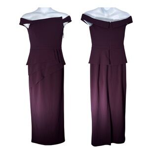 NWT Xscape Mulberry Off-Shoulder Tiered Evening Gown – Size 12
